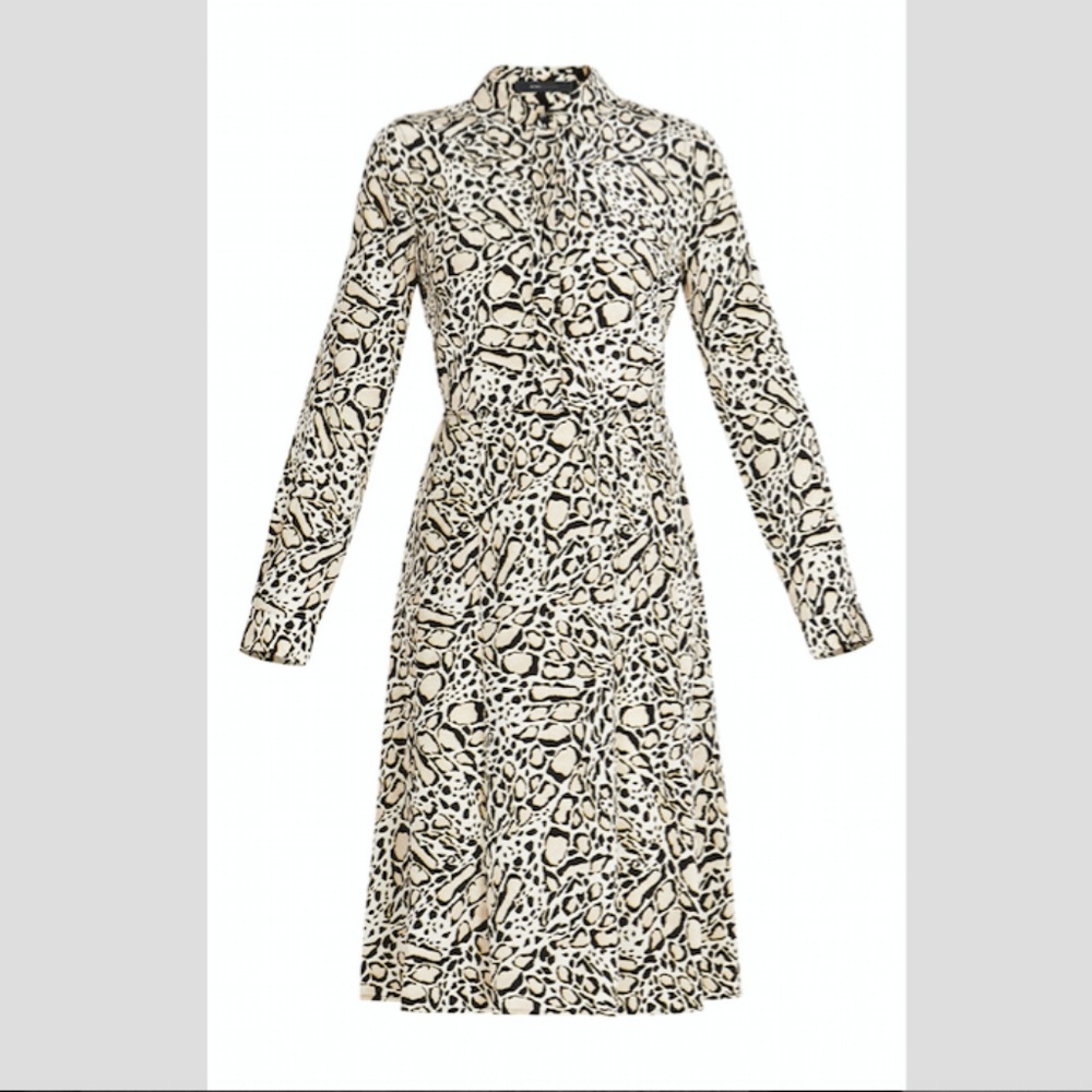 BCBGMaxAzria Silk Leopard Print Midi Dress Small